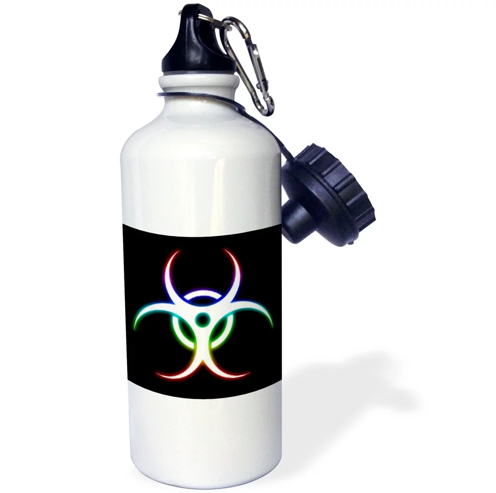 Biohazard Symbol glowing on black background 21 oz Sports Water Bottle wb-24263-1