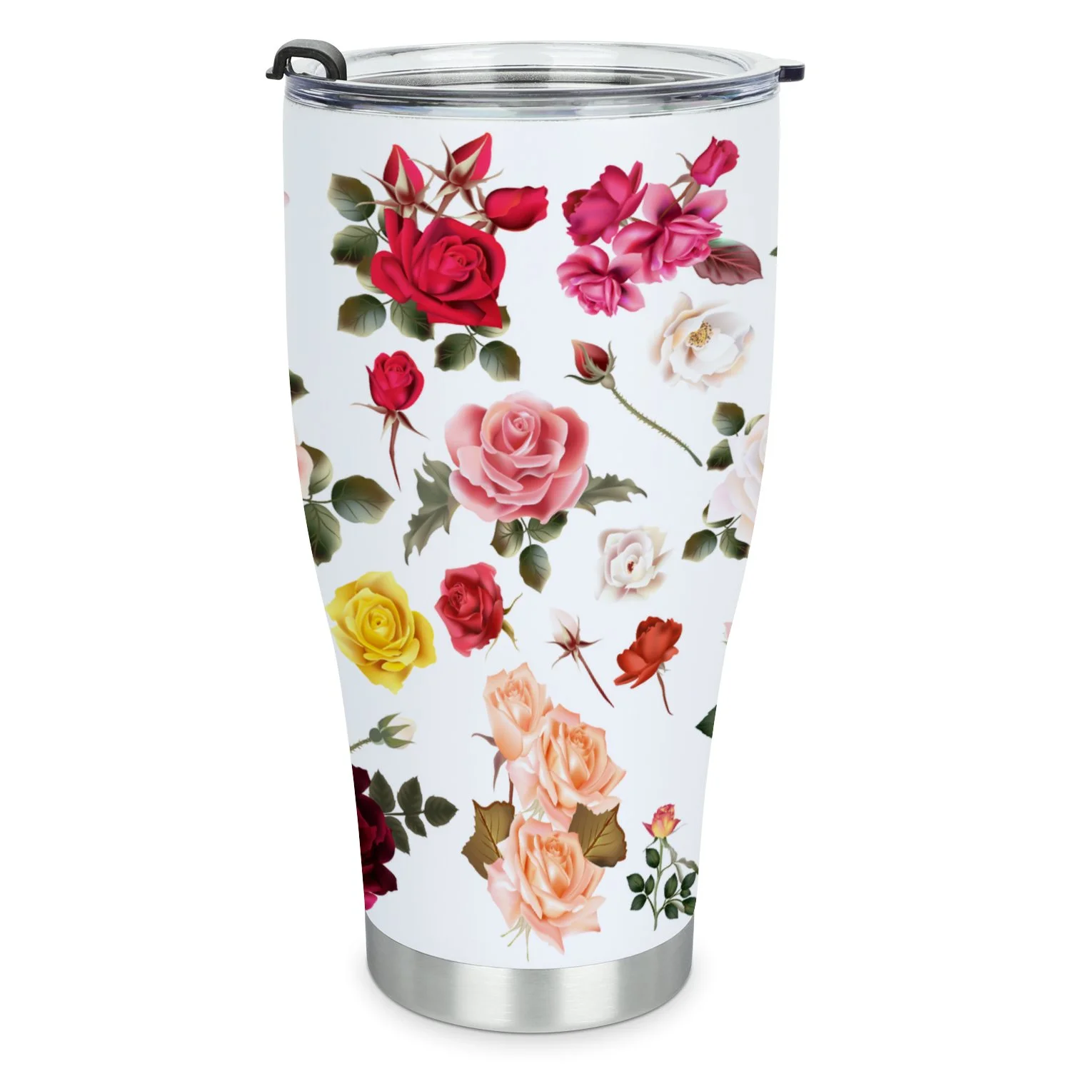 Hidove Stainless Steel Tumbler, Rose Flowers 30oz Leak Proof & Stainless Steel Bottle for Hot & Cold Drinks - Coffee Travel Mug, Water Metal Canteen, Thermal Cup