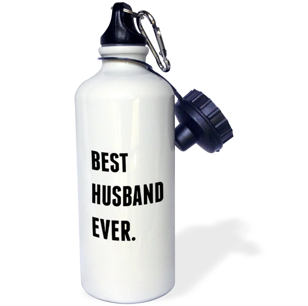 Best Husband Ever, Black Lettering On White Background 21 oz Sports Water Bottle wb-213337-1