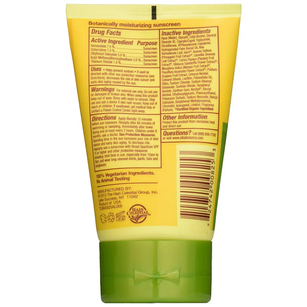 Alba Botanica Hawaiian Sunscreen, Soothing Aloe Vera SPF 30 4 oz (Pack of 6)