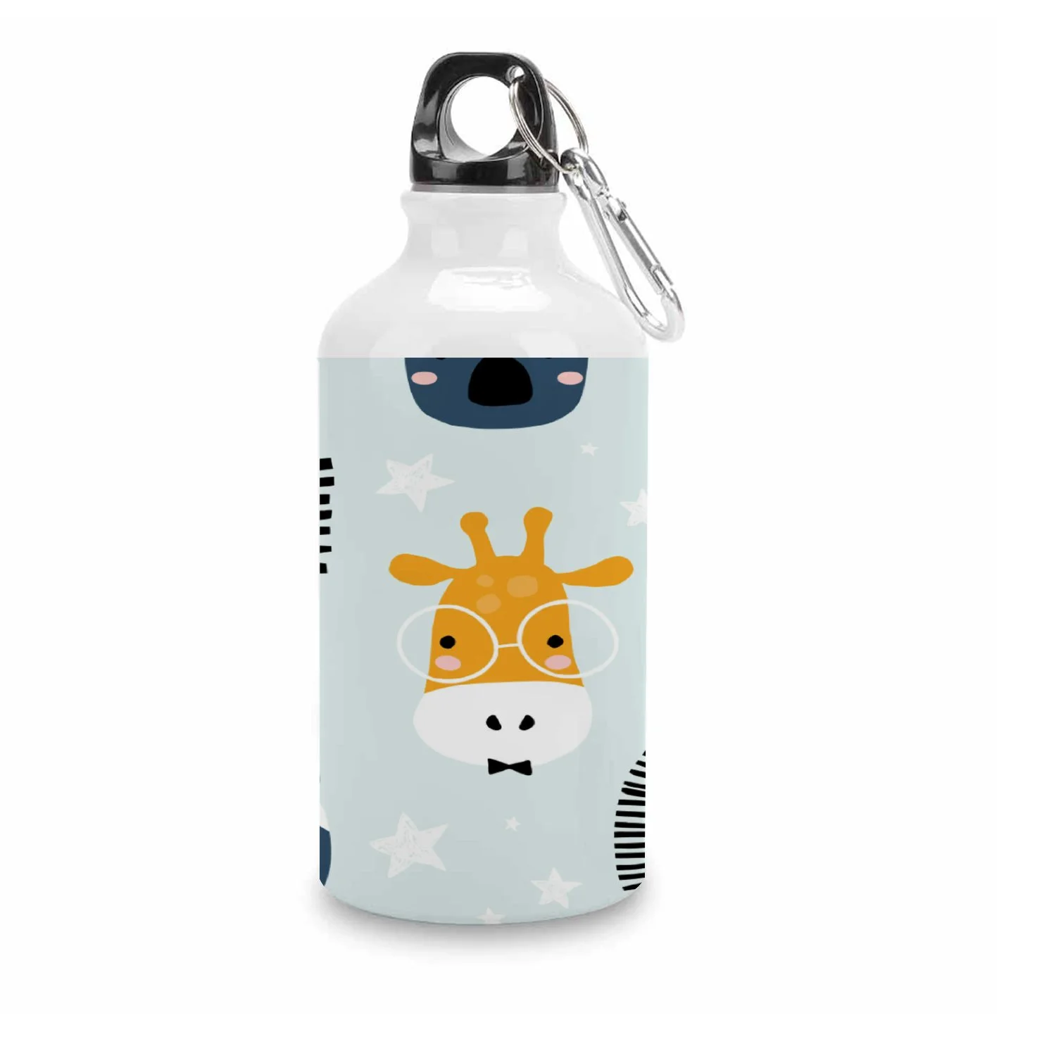 SKYSONIC 400ml Sport Aluminum Water Bottle,Animals Faces,Sport Multipack Leak Proof Easy Carry Travel Bottle with Twist Cap for Gym Hiking Camping Running Bike Outdoor