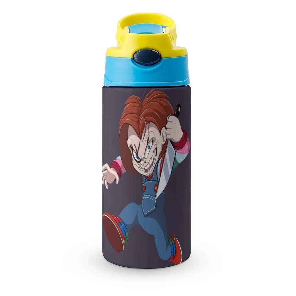 Cartoon Chucky Kid's Insulated Water Bottle With Straw Vacuum Stainless Steel Cup Leak-Proof Children Toddler Thermoses