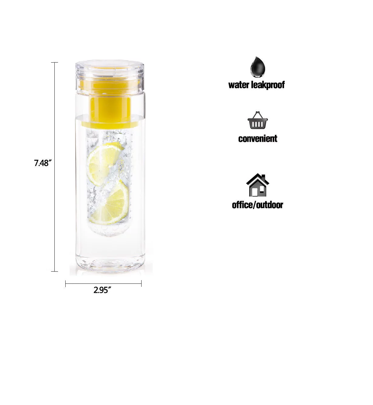 2pk Purple Bpa Free Clear Tea Tumbler Water Bottle  Infuser Travel Mug Office