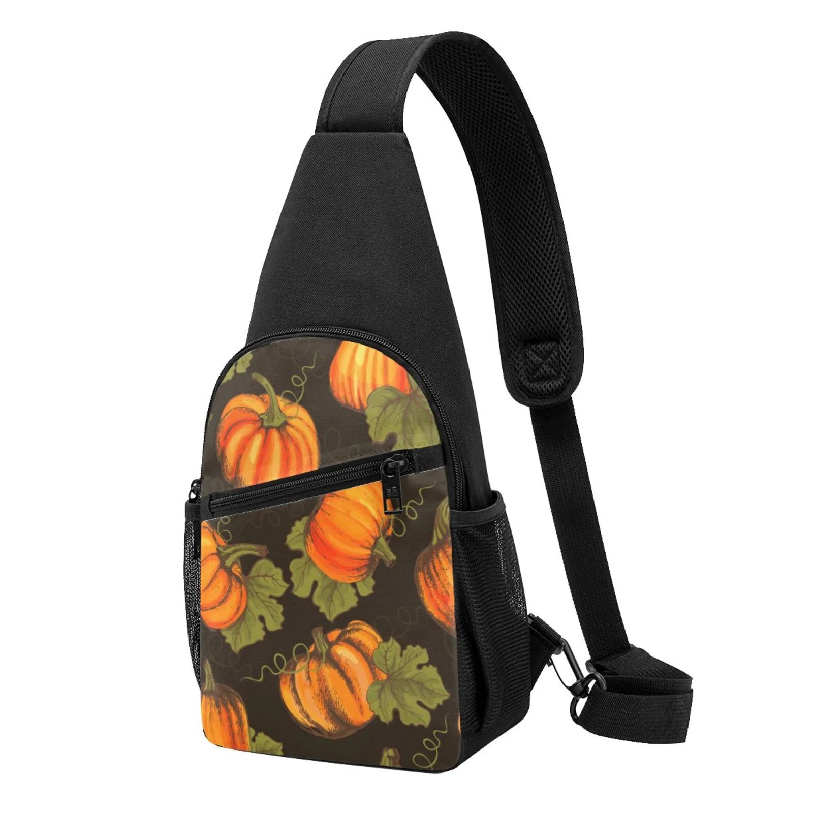 Balery Orange Pumpkin Chest Pack,Small Sling Bag For Women Men,Crossbody Bags For Travel Hiking Running Sports