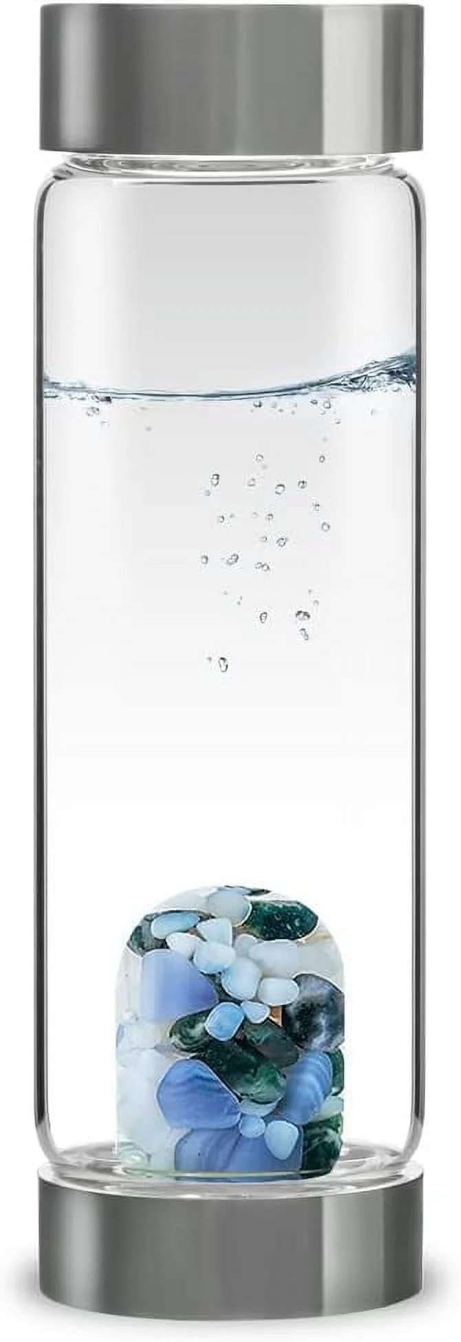 Momentum - Crystal Water Bottle With Chalcedony, Moss Agate & Milk Opal