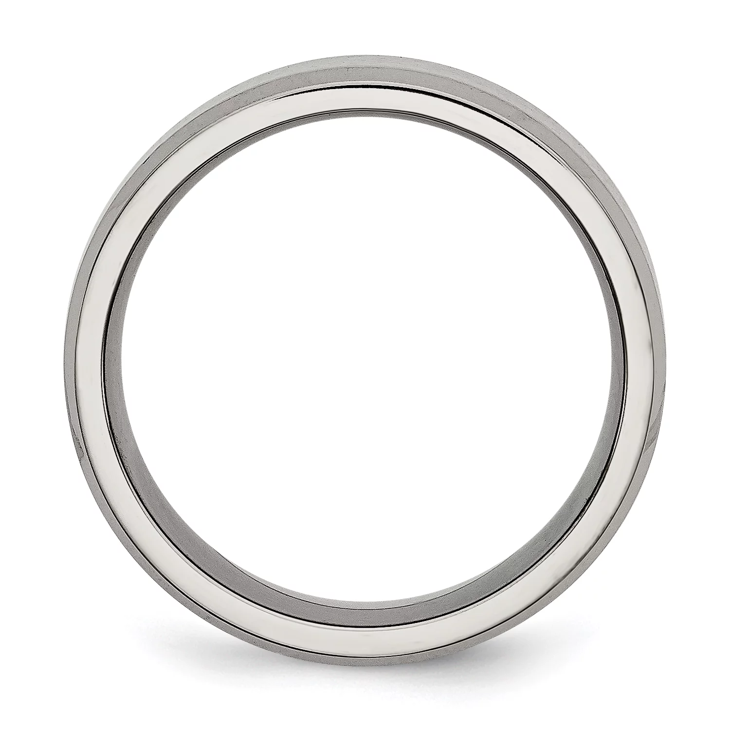 Carat In Karats Titanium Brushed and Polished 8mm Beveled Edge Band Size 12.5 - Unisex Ring