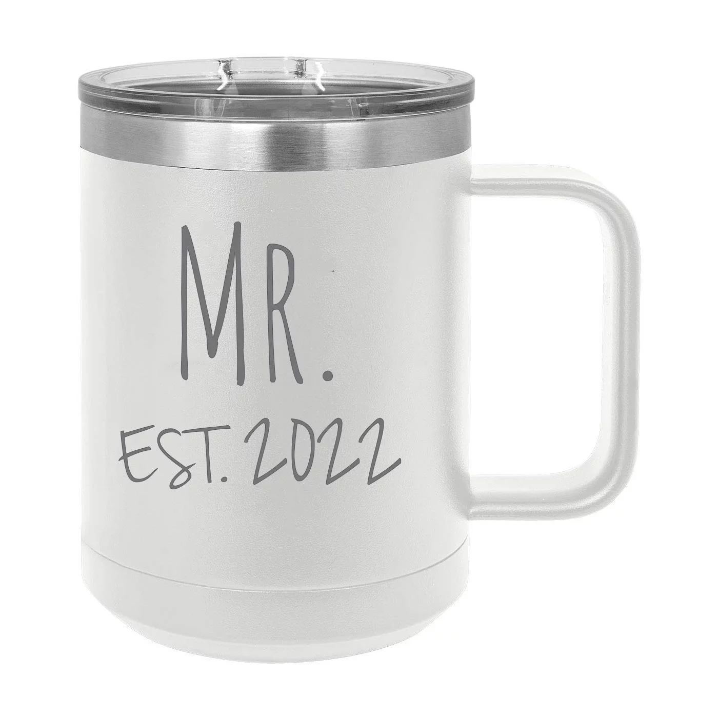 Mr. Est. 2022 Established Stainless Steel Vacuum Insulated 15 Oz Engraved Double-Walled Travel Coffee Mug with Slider Lid