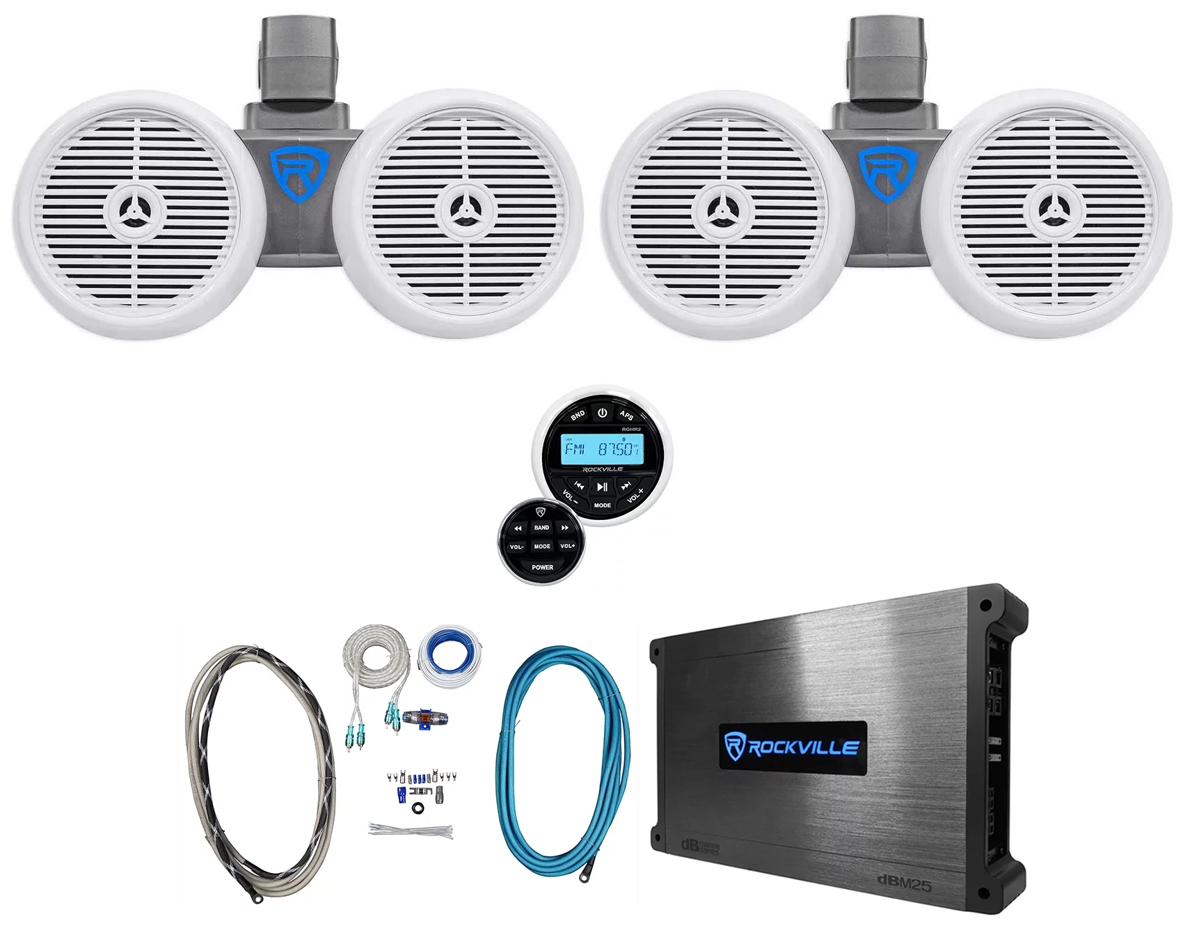 Rockville Bluetooth Receiver+(2) Dual 6.5