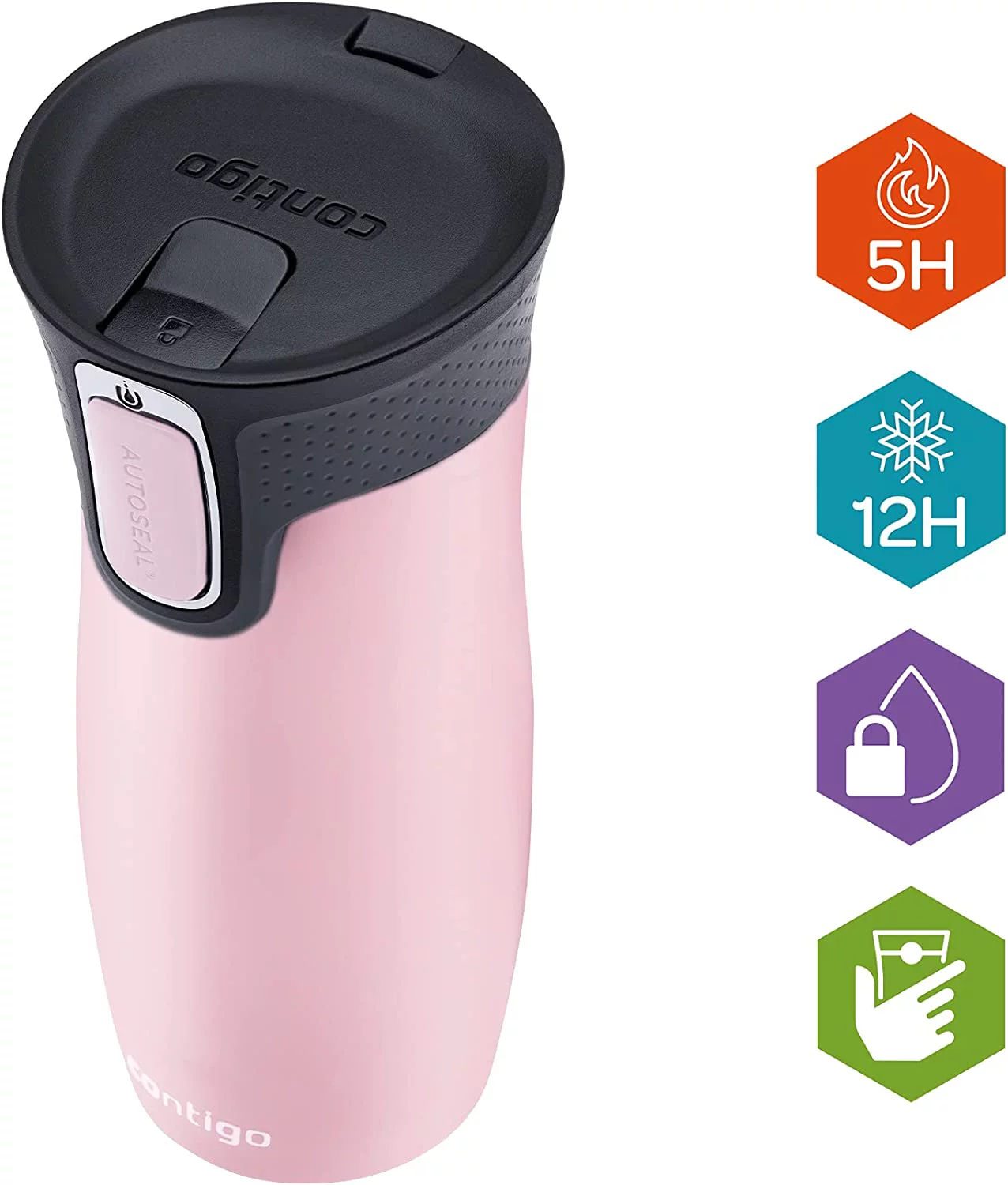 Contigo Unisex's West Loop Autoseal Thermobecher Warm, 470 ml, Millenial Pink