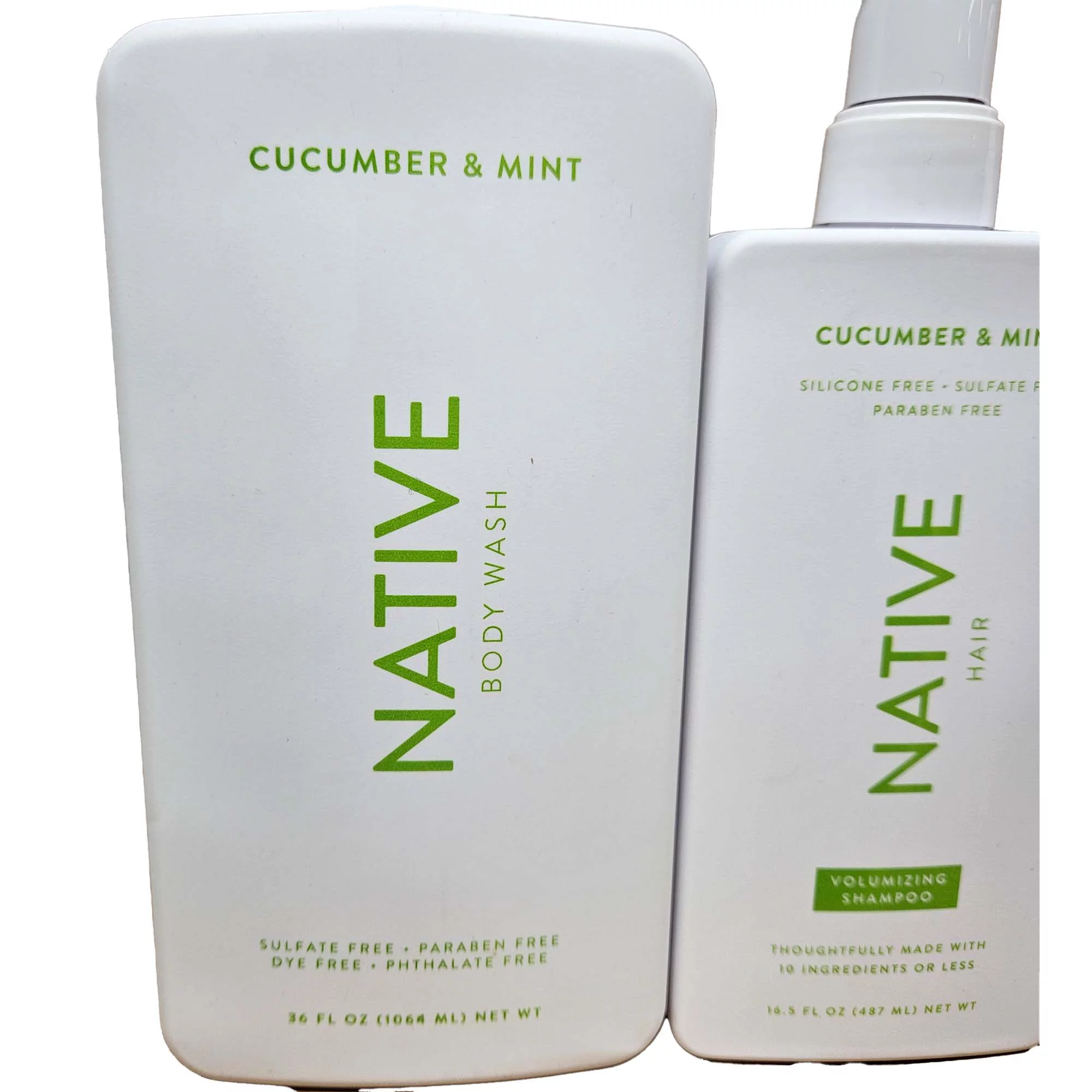 Native Natural Body Wash, Shampoo, Conditioner & Loofah, Cucumber & Mint, Sulfate Free, Paraben Free