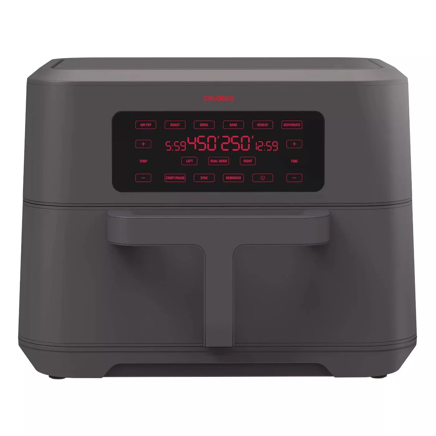 CRUXGG 6-in-1 9qt Air Fryer with TriZone Technology, Smoke Gray