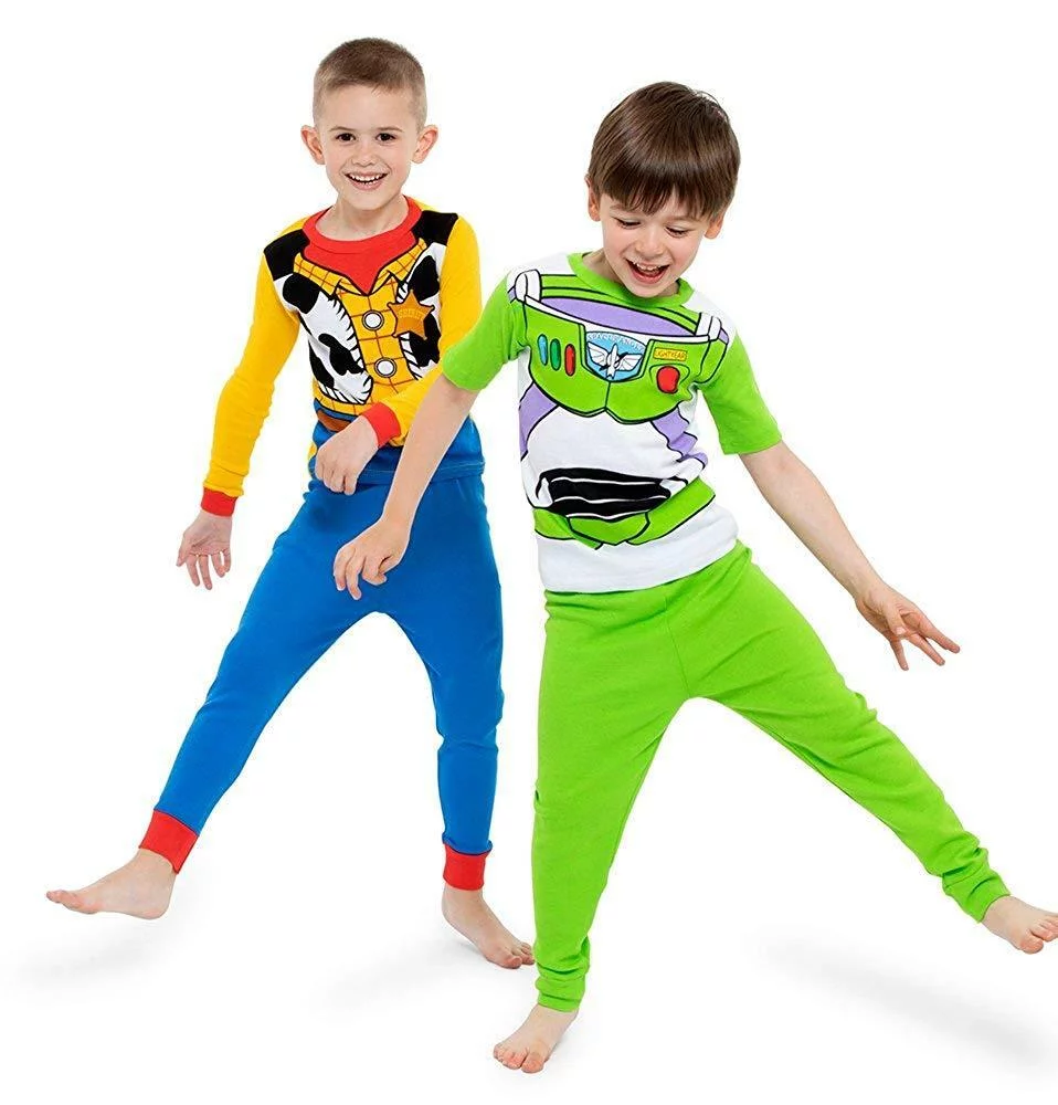 Disney Toy Story Buzz Lightyear Woody Costume 4 PC Tight Fit Cotton Pajama Set Boy Size 6