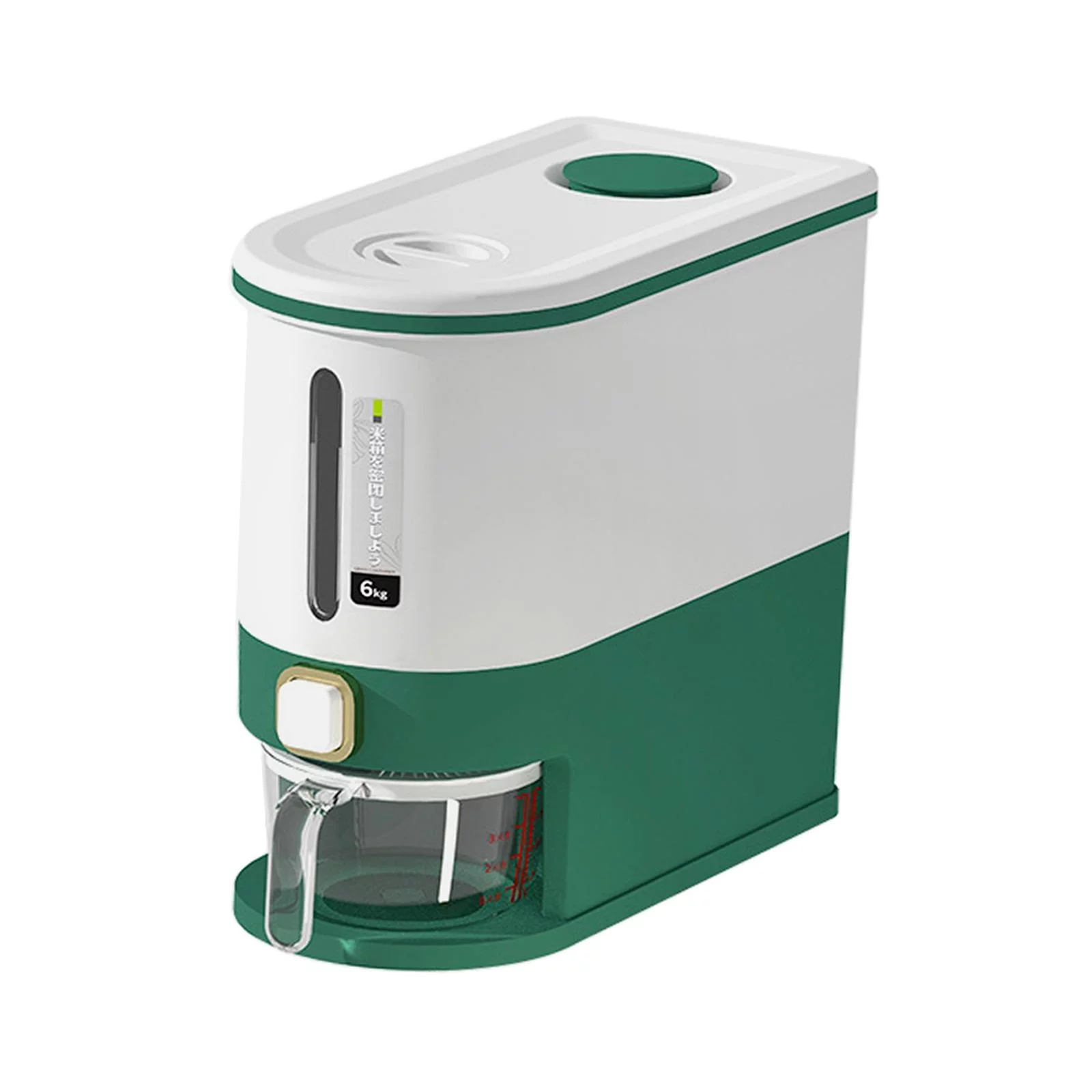 Airtight Cereal Storage Containers, Rice Dispenser Container, Kitchen Organization Grain Container Storage for Grain Flour Green 6Kg