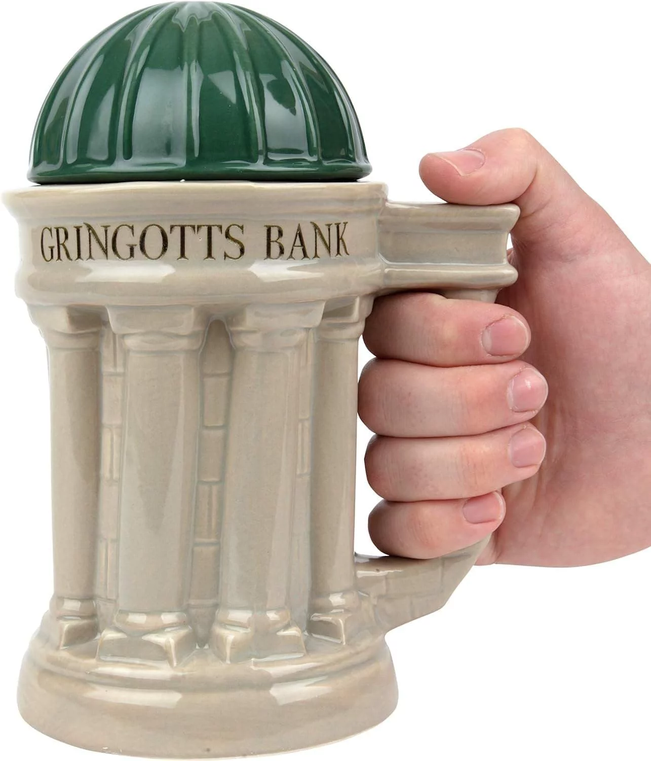 Harry Potter Gringotts Bank Mug, Large 30 oz - Ceramic Lidded Beer Stein - For Coffee, Tea, Butterbeer & More - Great Harry Potter Gift Décor