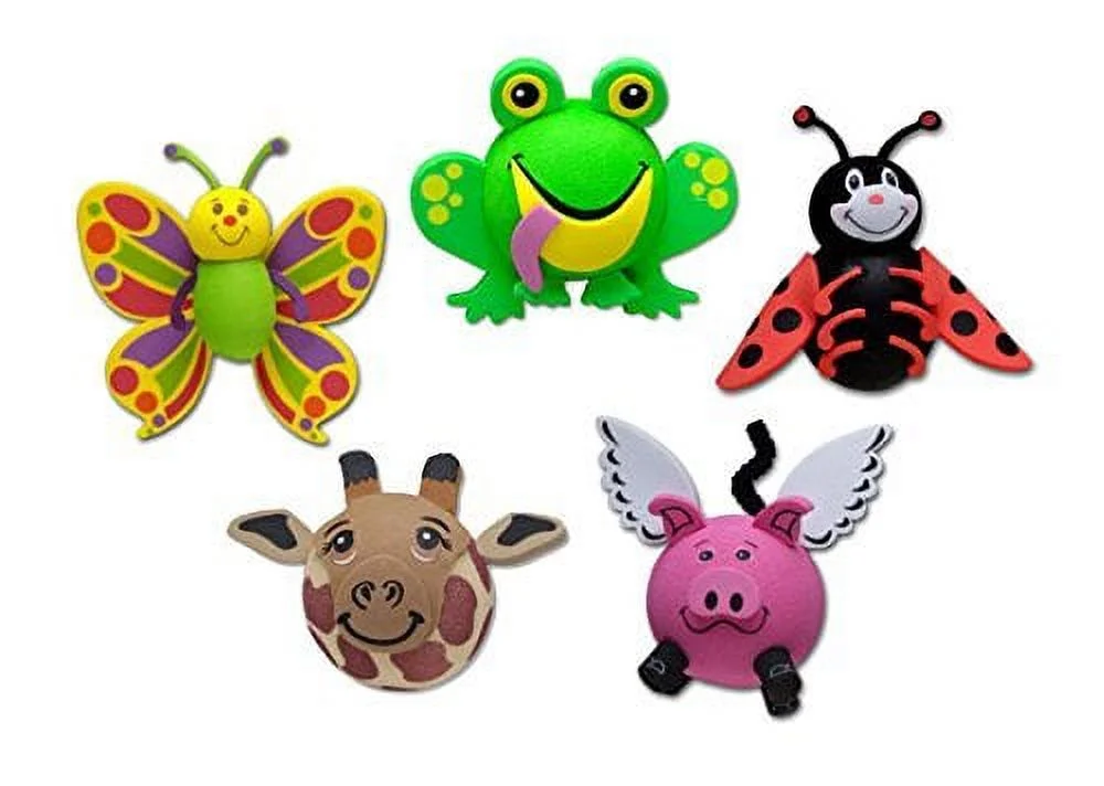 Tenna Tops 5 Pack Car Antenna Toppers (Butterfly, Frog, Ladybug, Giraffe, Pig)