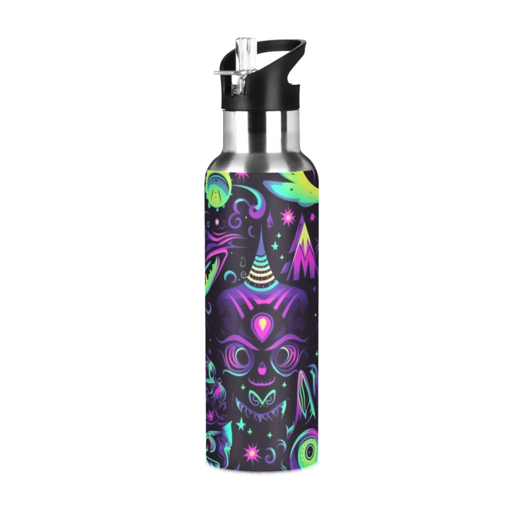 Devil Purple Magic Water Bottles Insulated Thermos Kids Stainless Steel Bottle with Straw Lid Flask Leakproof for Sports Gym 20 oz