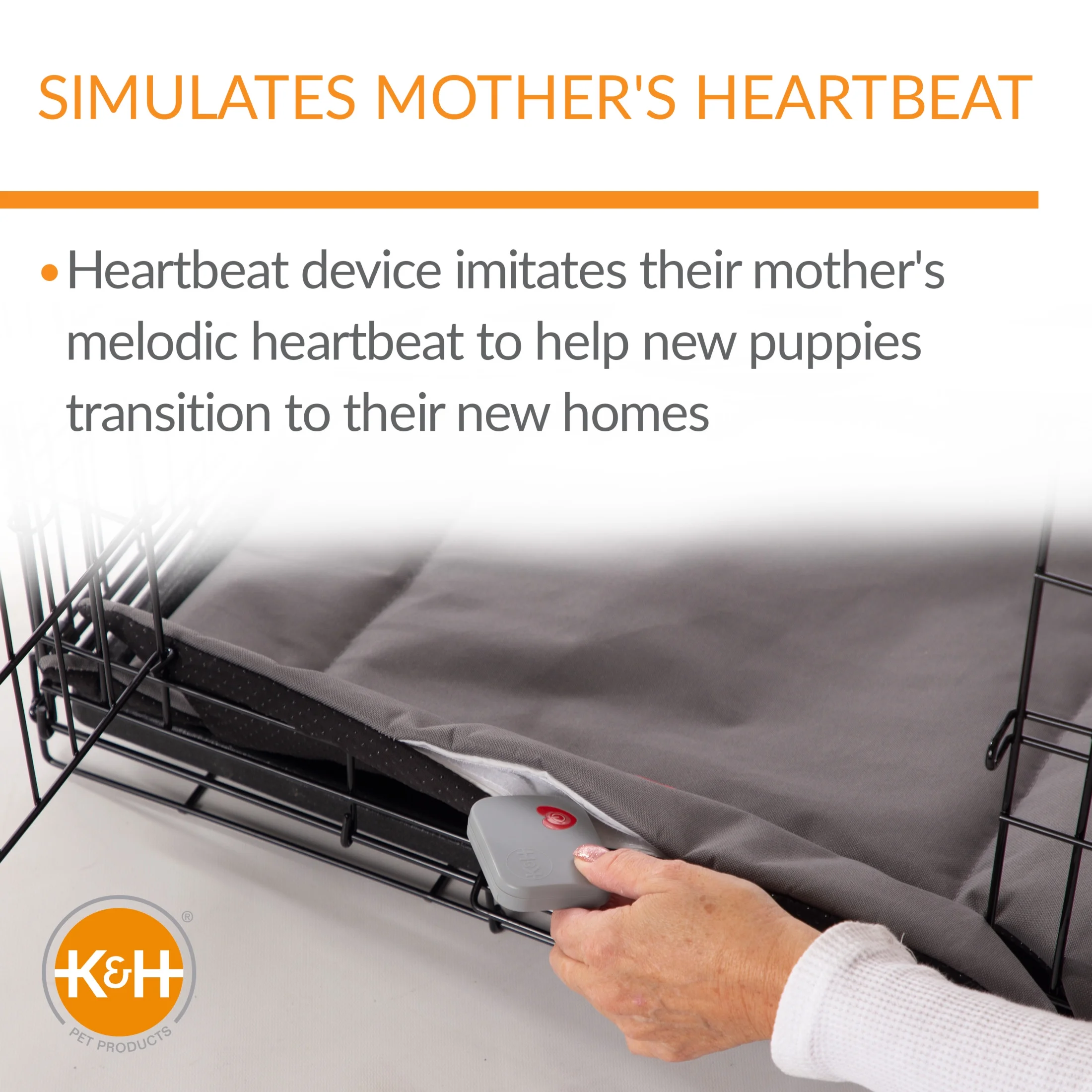 K&H Pet Products Mother’s Heartbeat Puppy Crate Pad Water-Resistant Gray Medium/large breed beat 21 X 31 Inches