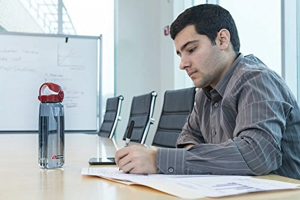 Nalgene Tritan On The Fly Water Bottle, Clear with Blue/White, 24Oz