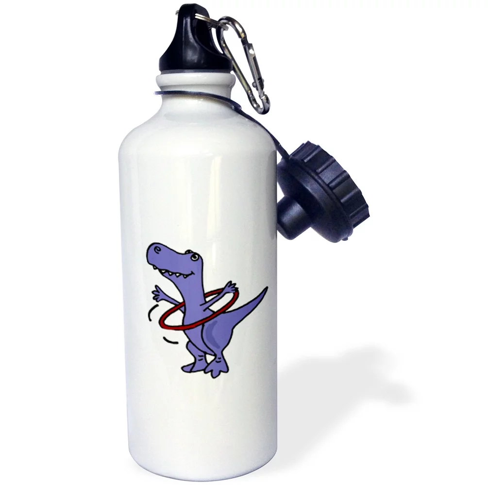 Funny Trex Dinosaur Playing with Hula Hoop  21 oz Sports Water Bottle wb-195123-1