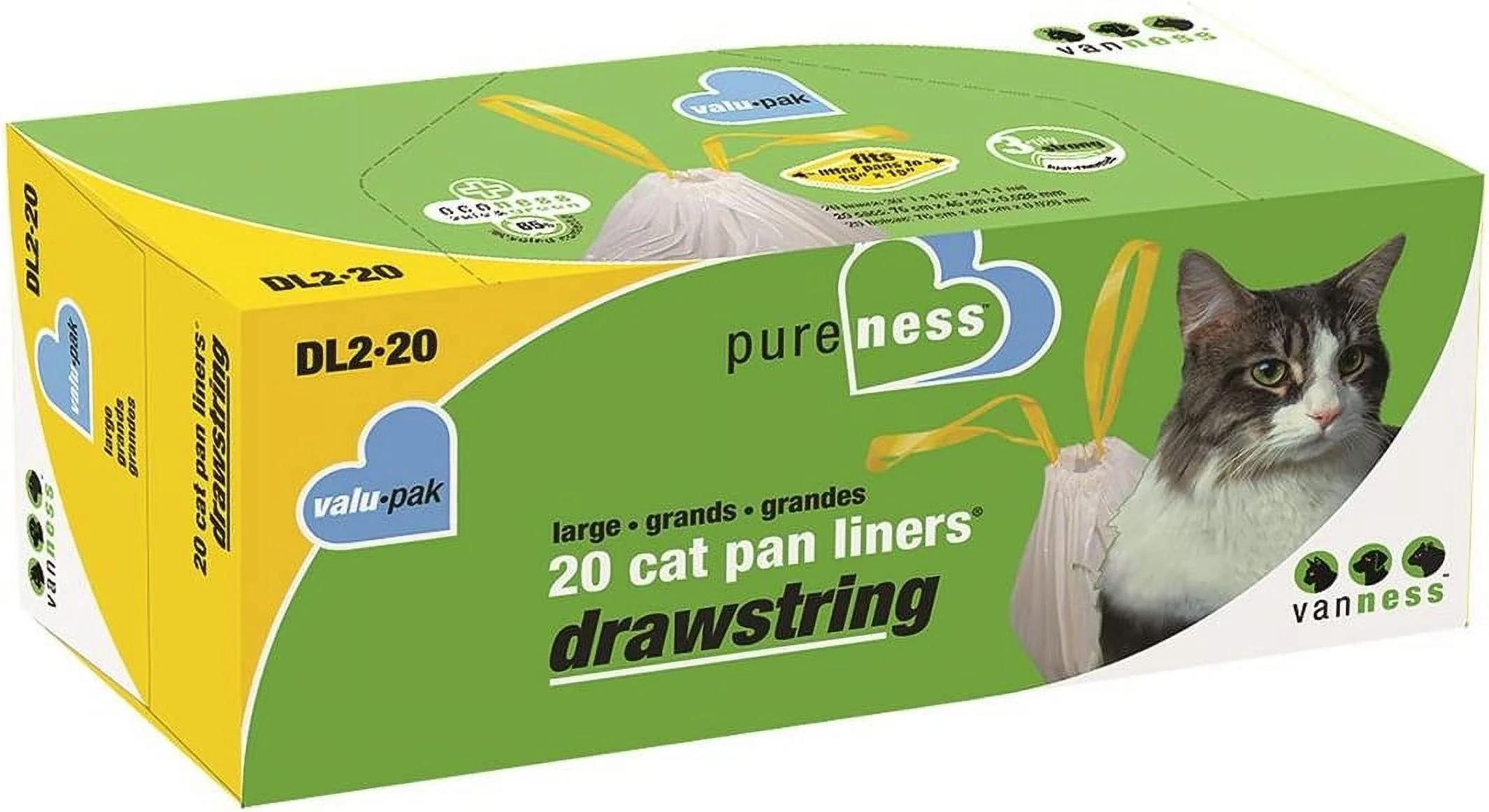Van Ness, Cat Litter Box Liners With Drawstring, Large, 20 count