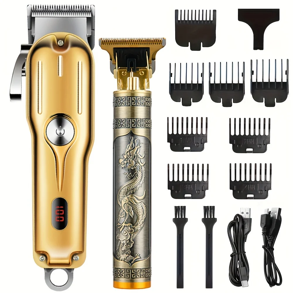 Cordless Professional Hair Clippers Set for Men - Beard Trimmer and Grooming Kit - Perfect Holiday Gift