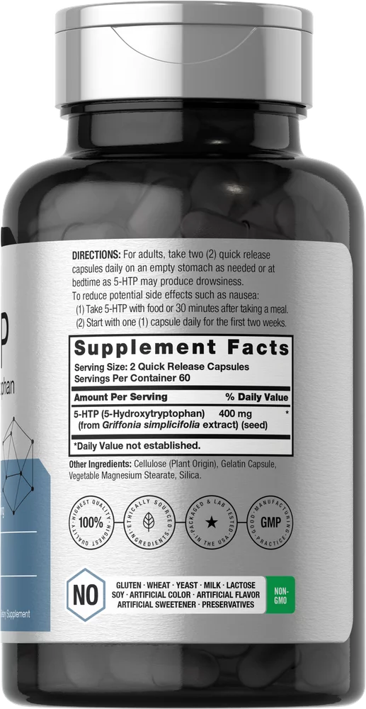 5 HTP Supplement 400mg | 120 Capsules | 5 Hydroxytryptophan | by Horbaach