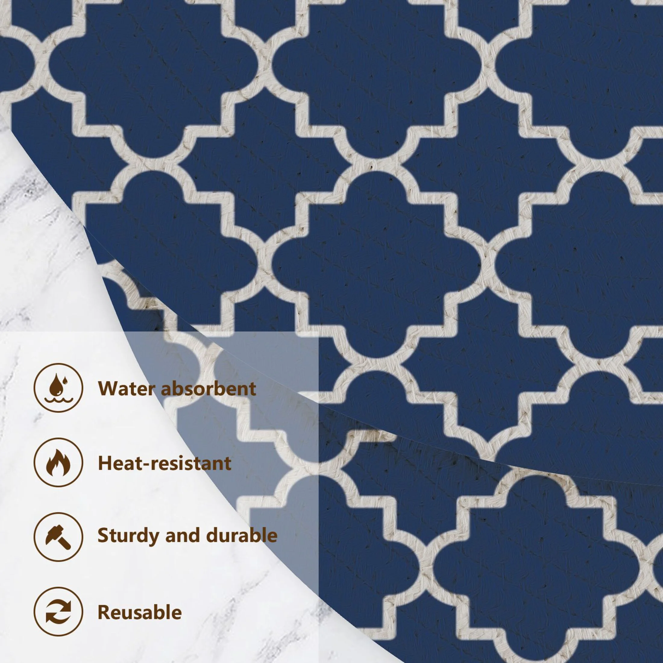 Blue with Lattice 3 PCs Pot Holders Trivets Kitchen 15