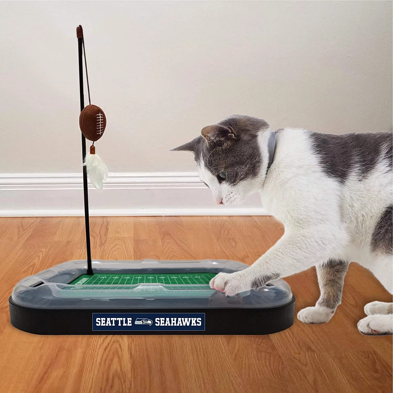 NFL Seattle Seahawks Cat Scratcher Toy with Catnip Plush & Feather Cat and Kitty Toy