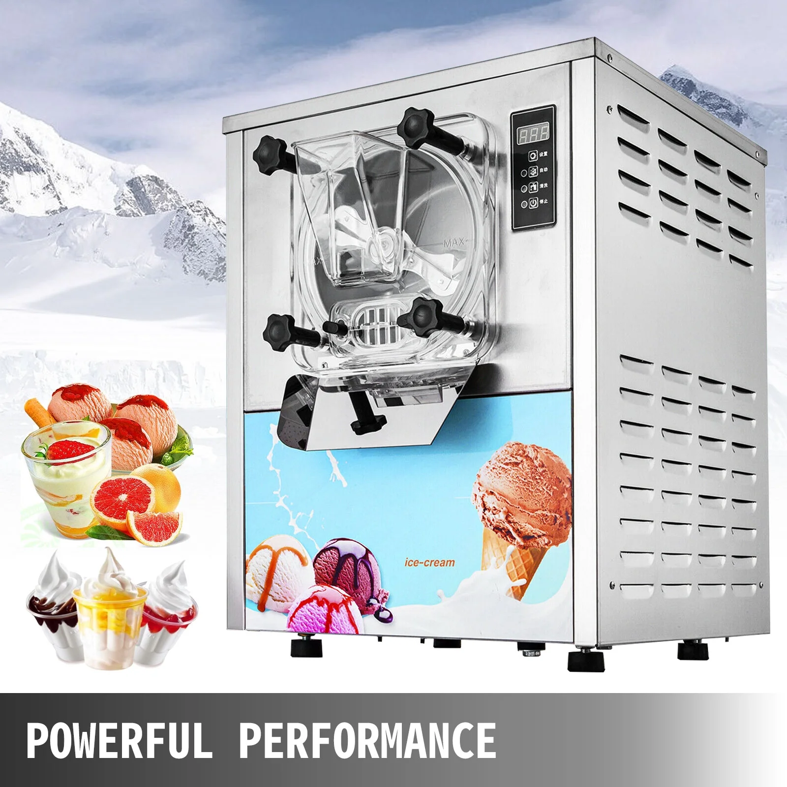 VEVORbrand Commercial Hard Ice Cream Machine Maker 20 L/H Frozen Yogurt Ice Cream LED Display MakerOpens in a new window or tab Silver