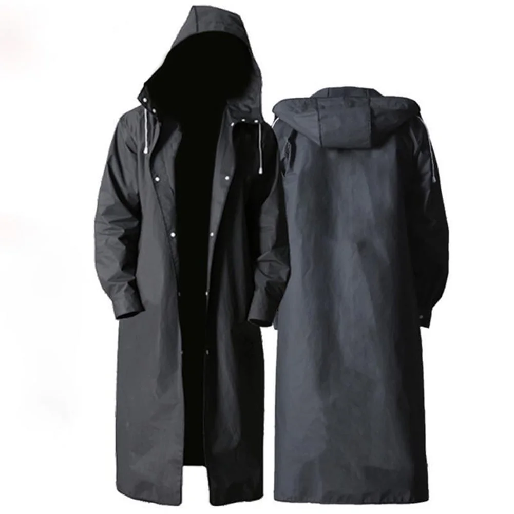 Waterproof Long Raincoat Women Men Adult Hooded Rain Coat for Outdoor Hiking