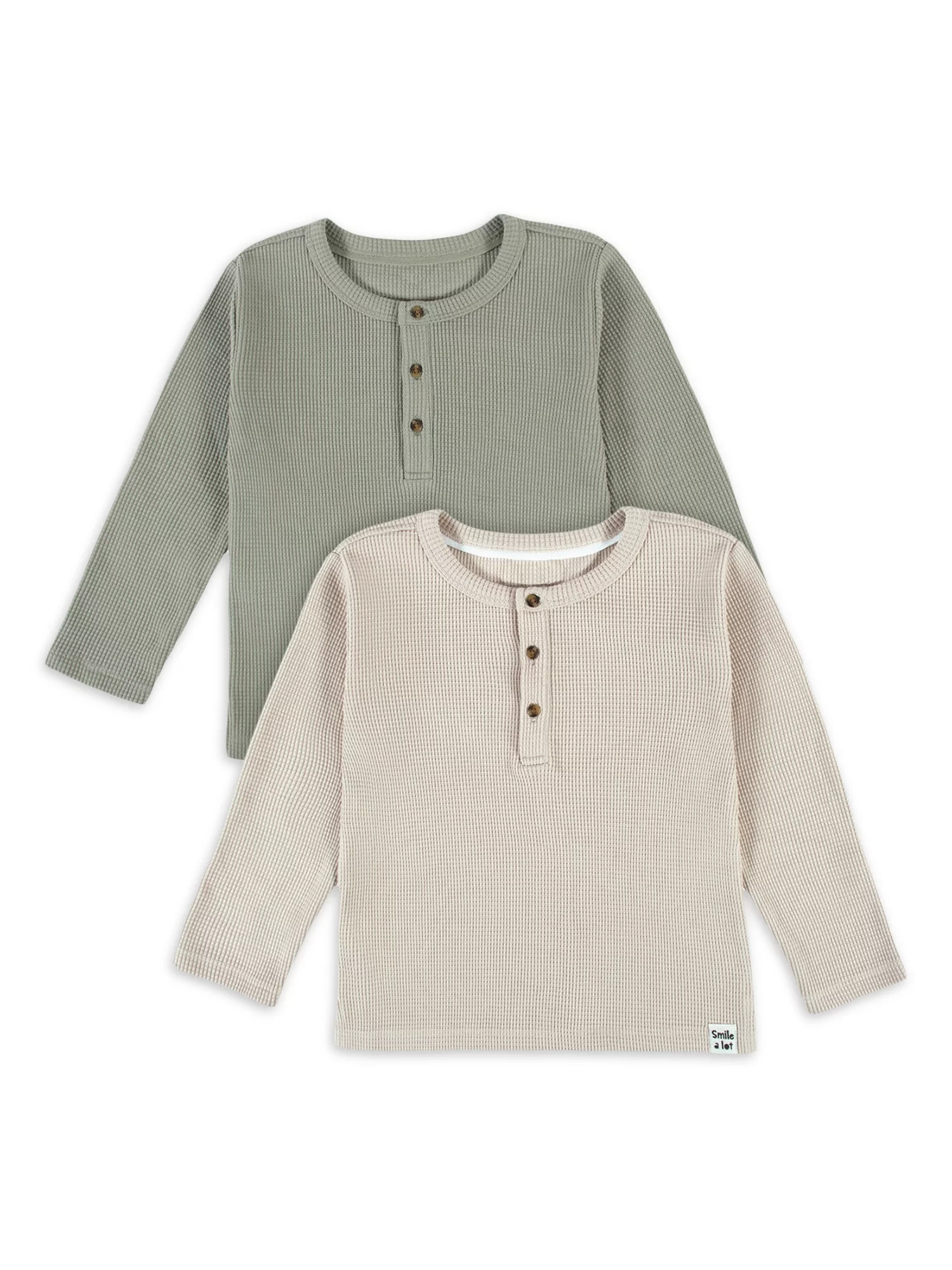 Modern Moments by Gerber Toddler Boy Long-Sleeve Casual Waffle Henley T-Shirts, 2-Pack, 12M-5T