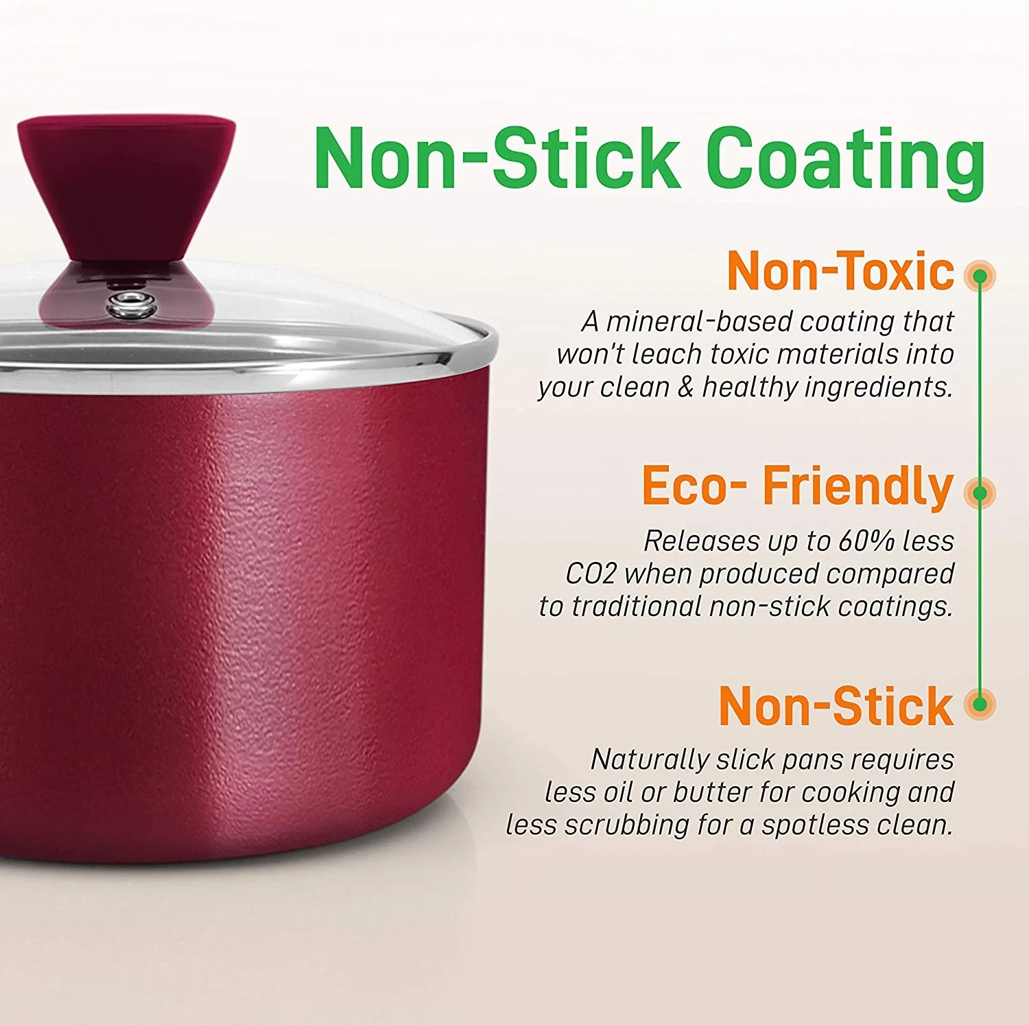 13-Piece Nonstick Kitchen Cookware Set - PTFE/PFOA/PFOS-Free Heat Resistant Kitchen Ware Pots Pan Set w/ Saucepan, Frying Pans, Cooking Pots, Casserole, Lids, Ladle, Fork, Strainer, red -NCCWA13RD.5