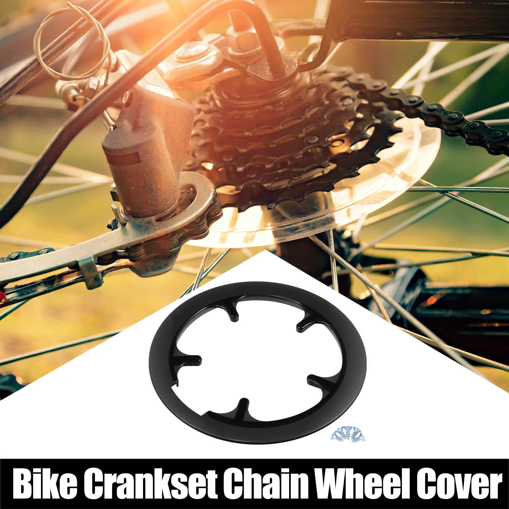 Unique Bargains 2 Pcs 6.5cm 5 Holes Bicycle Bike Crankset Chain Wheel Cover Protection Chain Wheel Protective Black