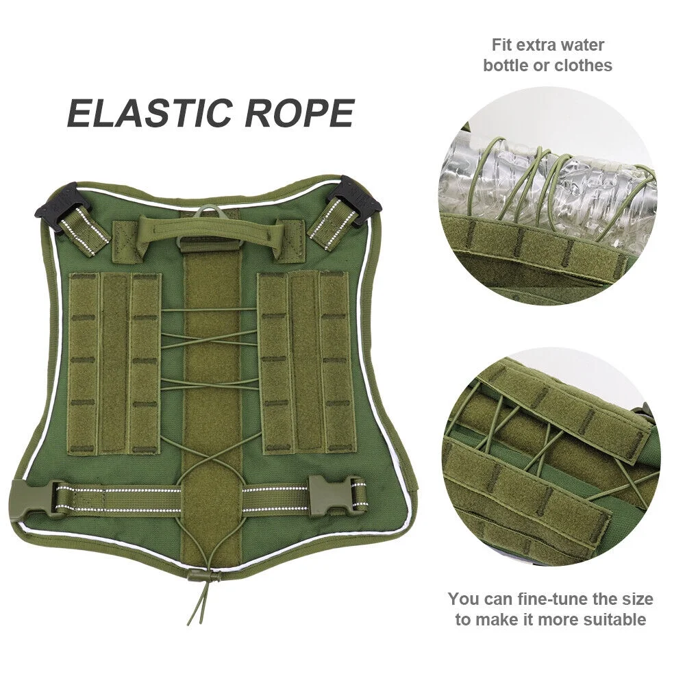 Military-Style Tactical Dog Harness Leash No-Pull Design Reflective Elements