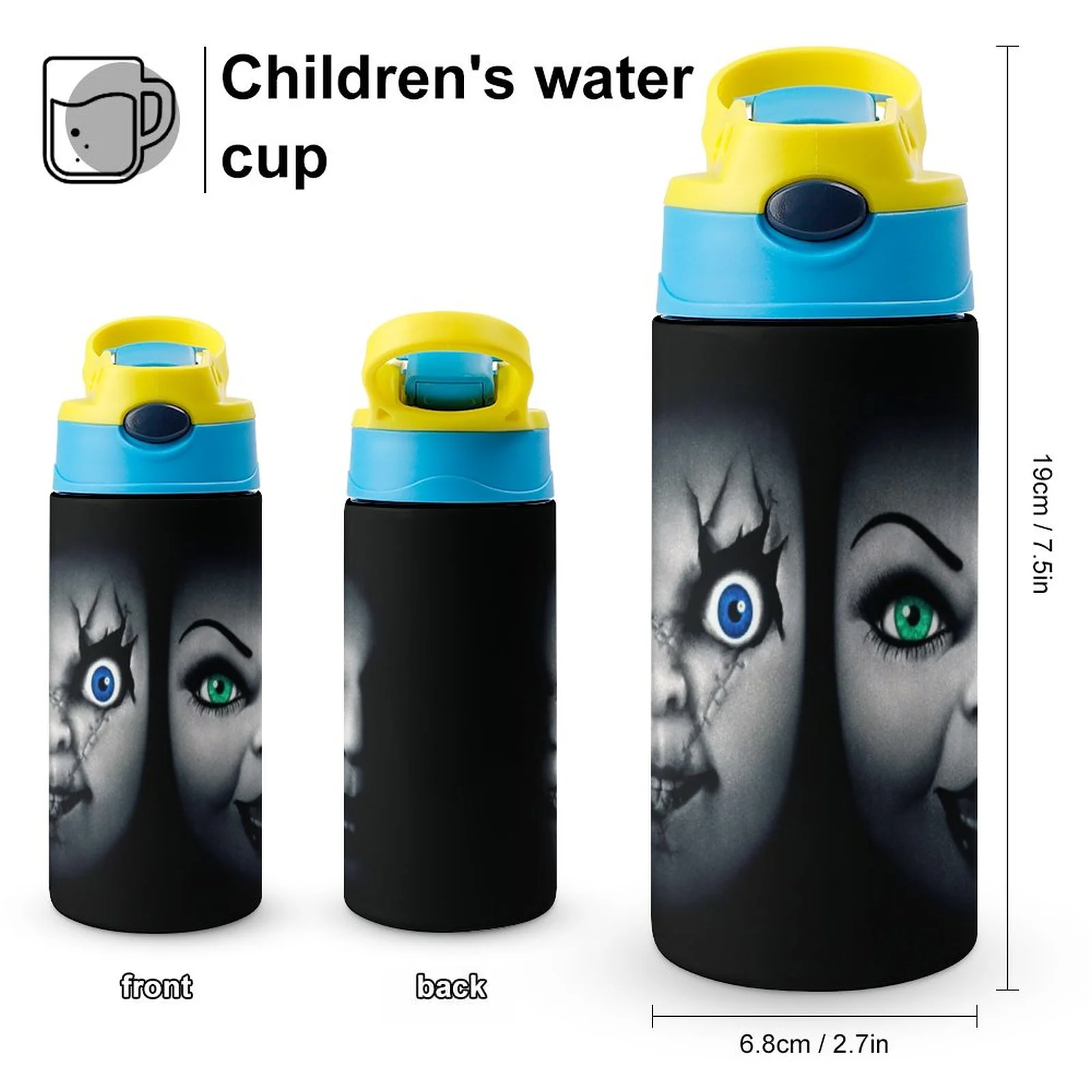Horror Film Bride Of Chucky Kid's Insulated Water Bottle With Straw Vacuum Stainless Steel Cup Leak-Proof Children Toddler Thermoses