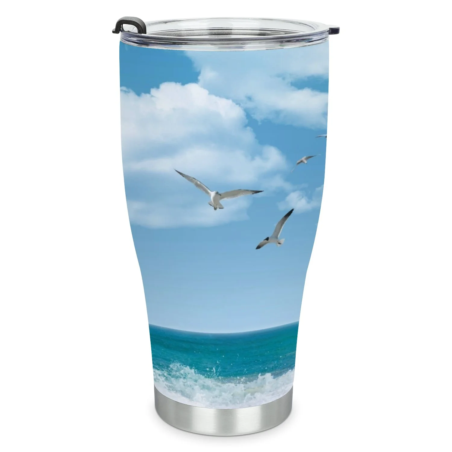 Hidove Stainless Steel Tumbler, Beautiful Ocean View 30oz Leak Proof & Stainless Steel Bottle for Hot & Cold Drinks - Coffee Travel Mug, Water Metal Canteen, Thermal Cup