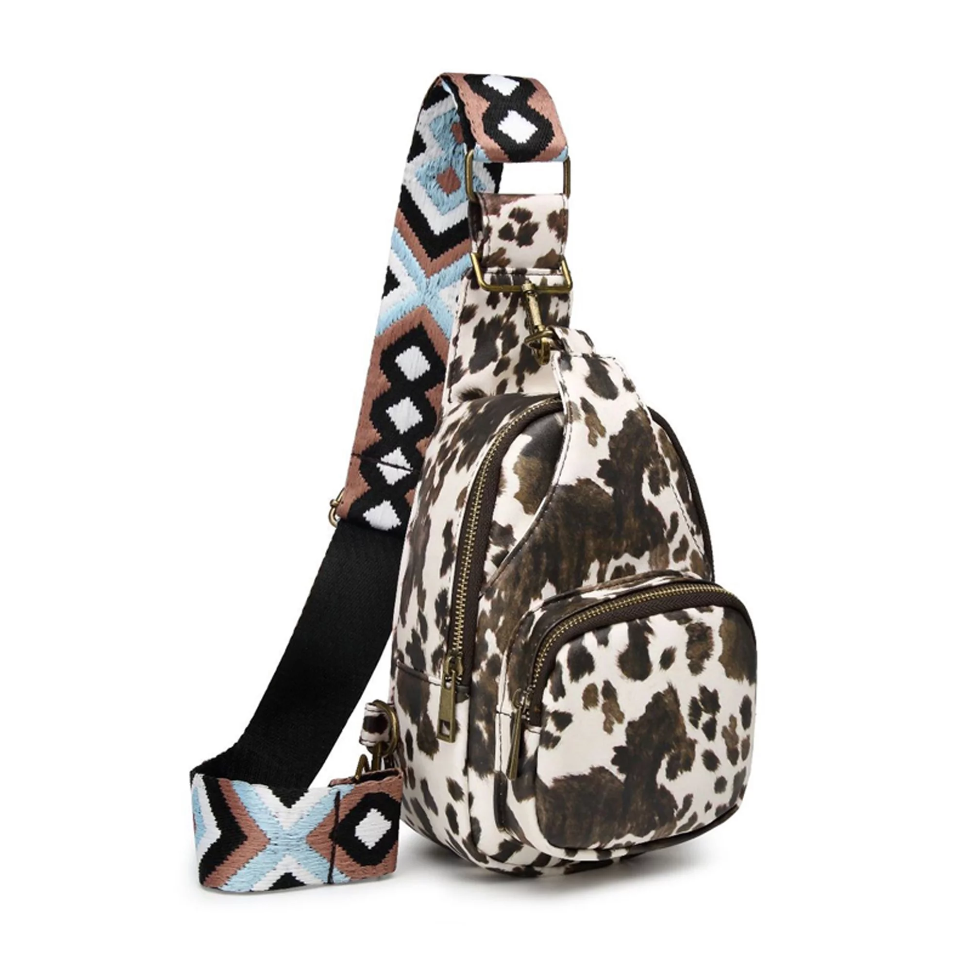 Women Crossbody Sling Bag Retro PU Chest Shoulder Bag Lightweight Fanny Packs Backpack Hiking Daypack