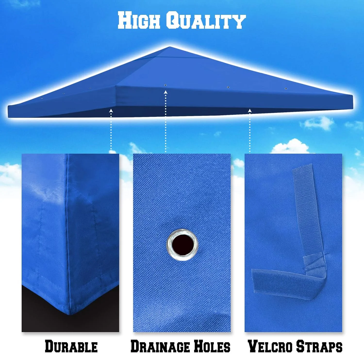 Replacement 10'X10'gazebo Canopy Top Patio Pavilion Cover Sunshade Plyester Single Tier (Blue)