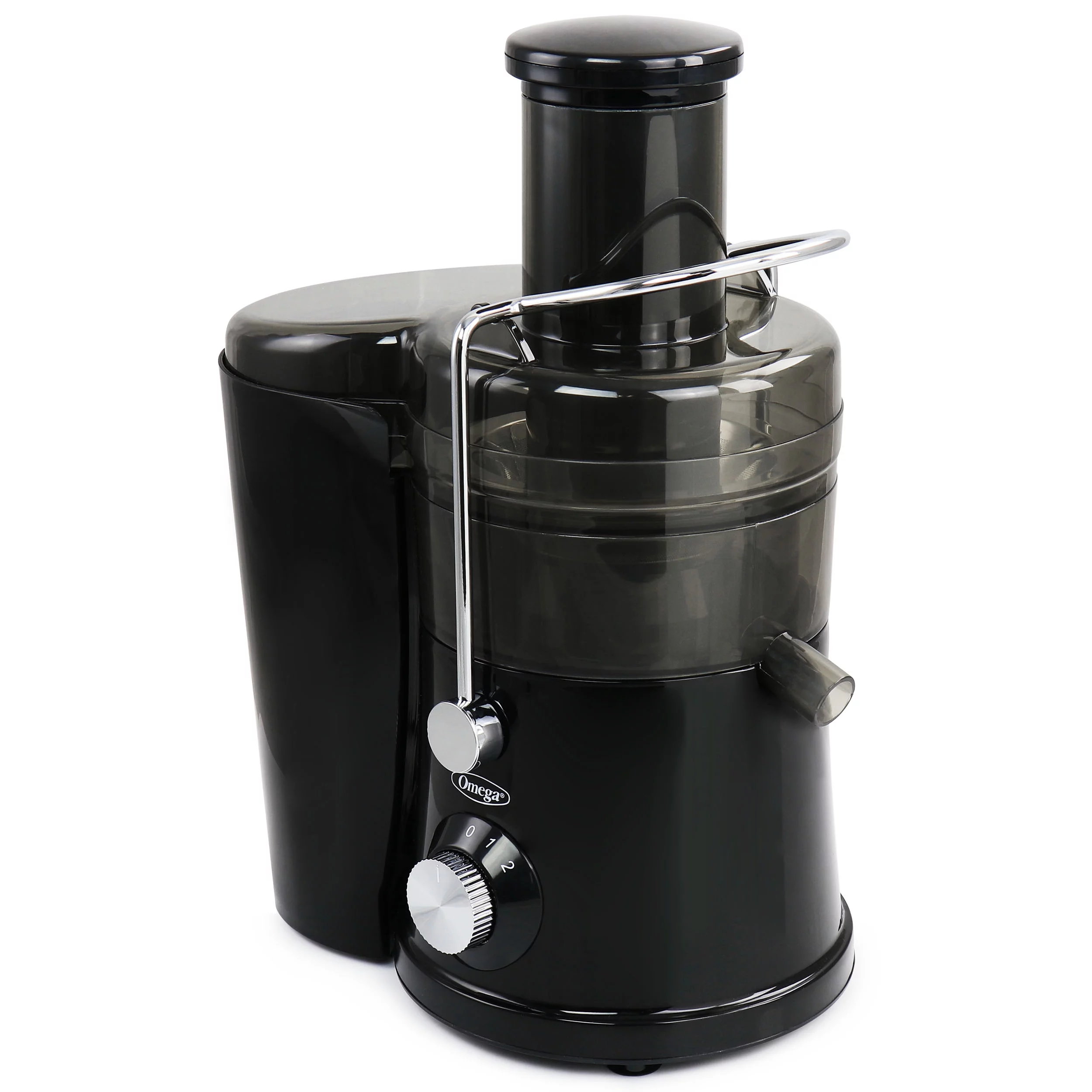 Omega Extra Large Chute High Speed Centrifugal Juicer in Black