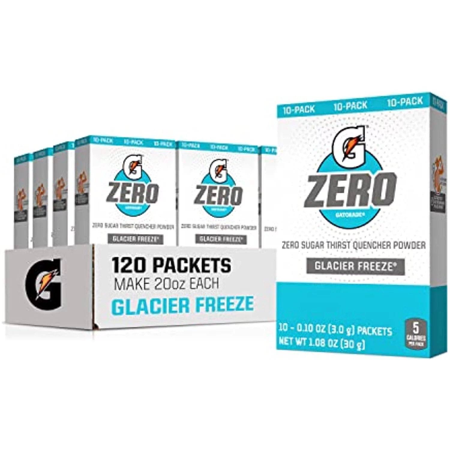 Gatorade G Zero Powder, Glacier Freeze, 0.10Oz Packets (120 Pack)