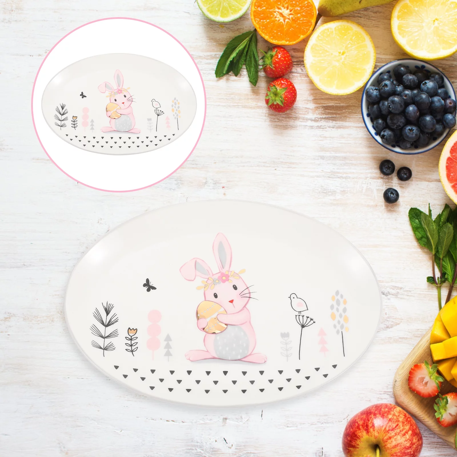 Lovely Rabbit Pattern Plate Creative Ceramic Tableware Dessert Fruits Salad Plate