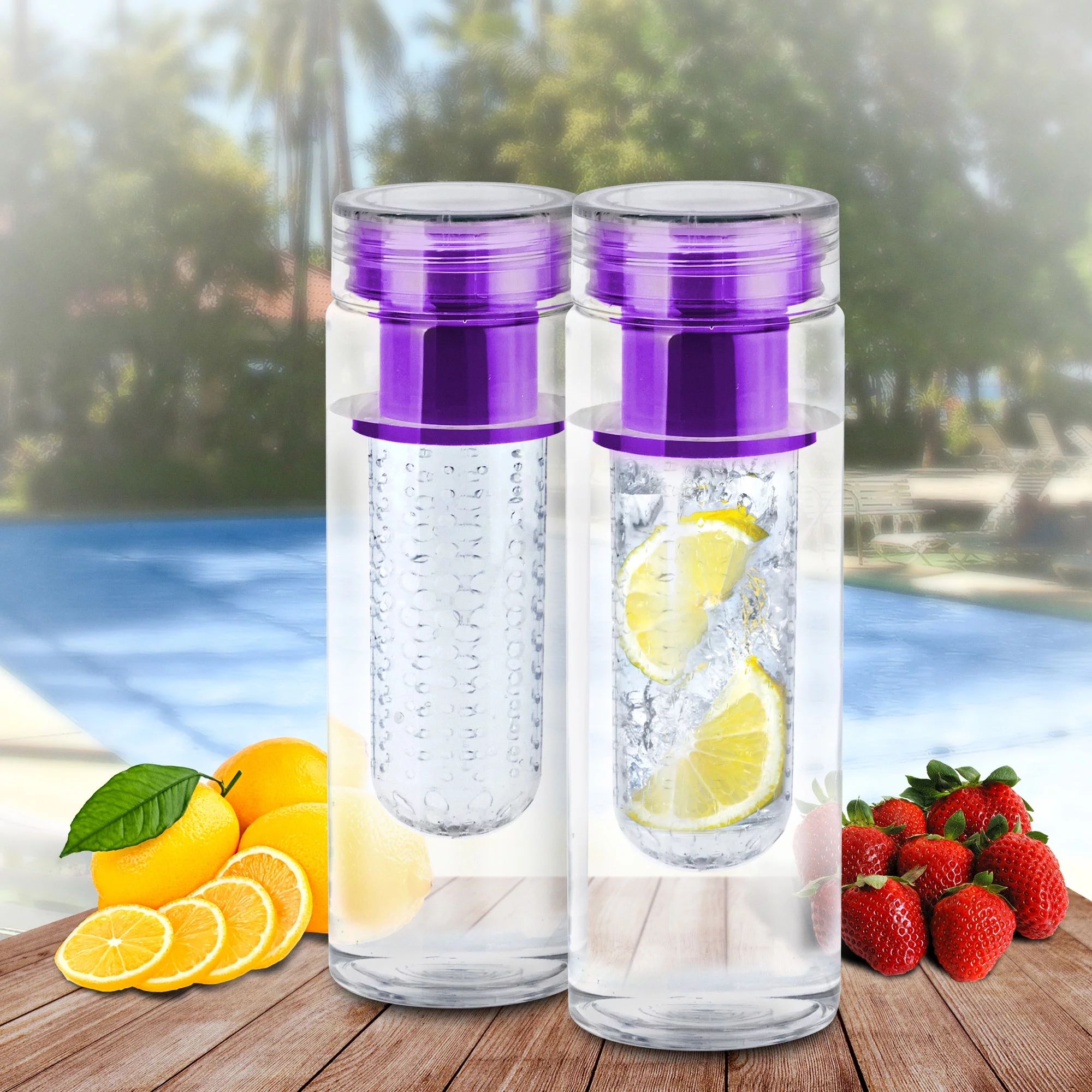 2pk Purple Bpa Free Clear Tea Tumbler Water Bottle  Infuser Travel Mug Office
