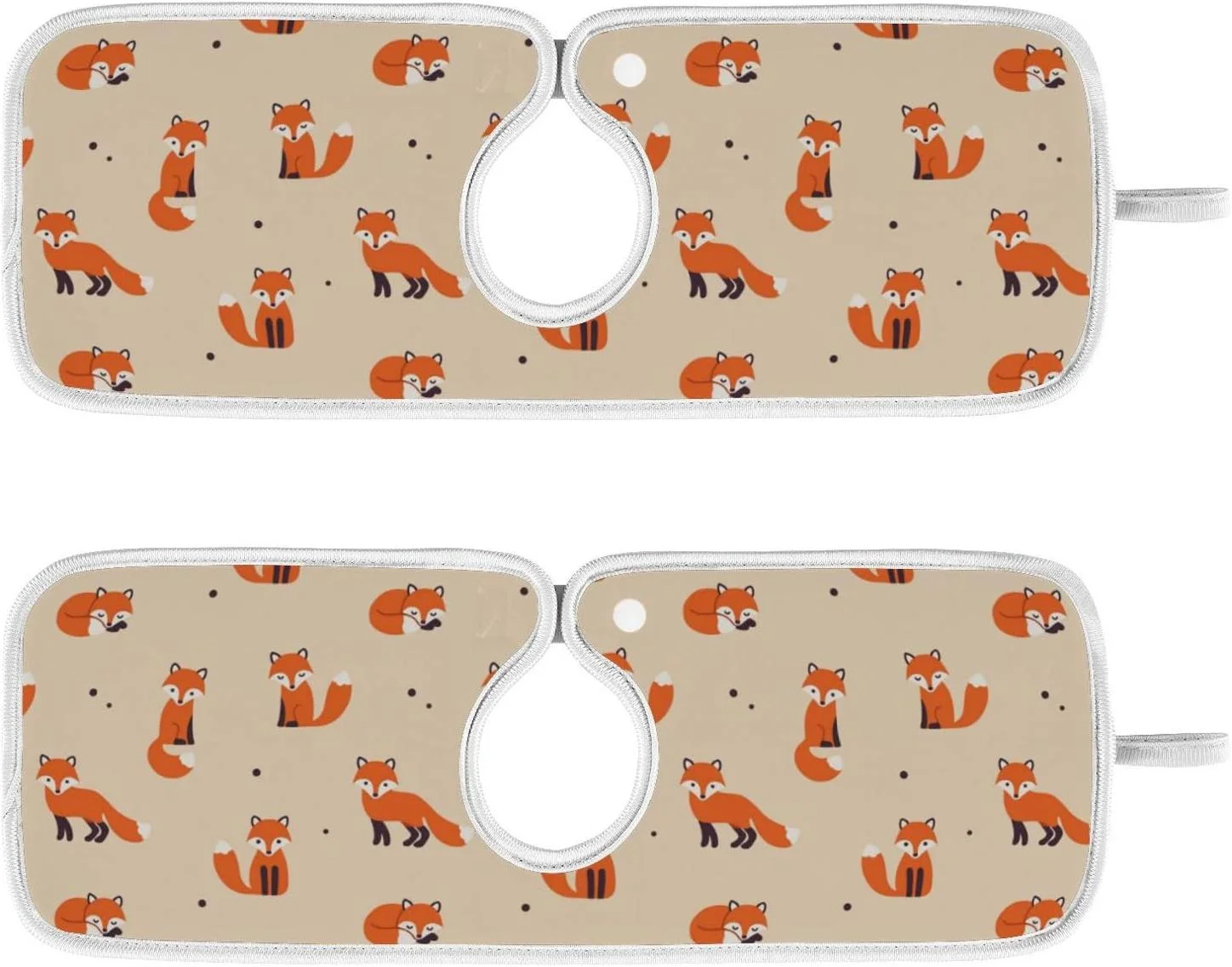 Coolnut 2 Pack Faucet Mat Splash Guard for Kitchen Sink,Fox Animal 30x5 Inch Super Absorbent Microfiber Sink Protector Mat, Kitchen Sink Mat Machine Washable Kitchen Sink Accessories