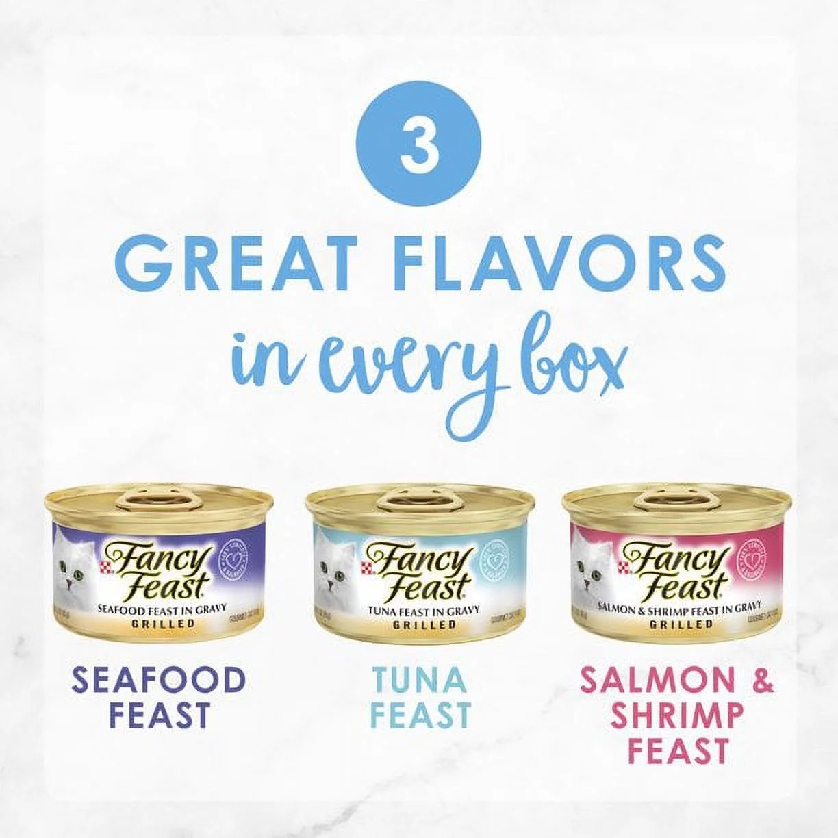 (30 Pack) Fancy Feast Gravy Wet Cat Food Variety Pack, Seafood Grilled Collection, 3 oz. Cans