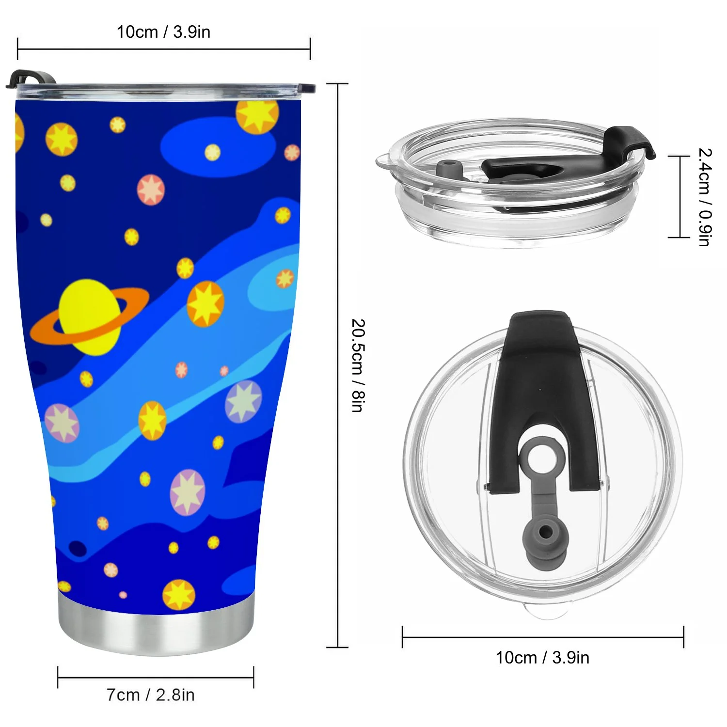 Hidove Stainless Steel Tumbler, Universe with Saturn 30oz Leak Proof & Stainless Steel Bottle for Hot & Cold Drinks - Coffee Travel Mug, Water Metal Canteen, Thermal Cup