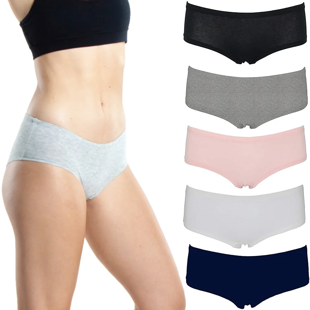 Women's Boy Shorts Underwear Lot of 5-10 Pack Cotton Assorted Solid Colors