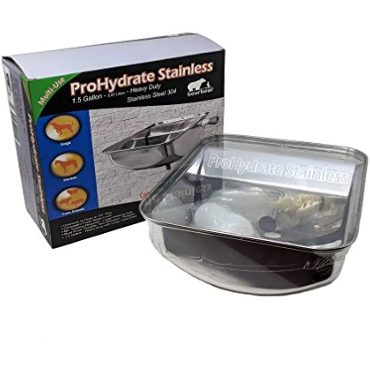 Bear Bear ProHydrate Stainless Steel Waterer 1.5 Gallons Silver 12