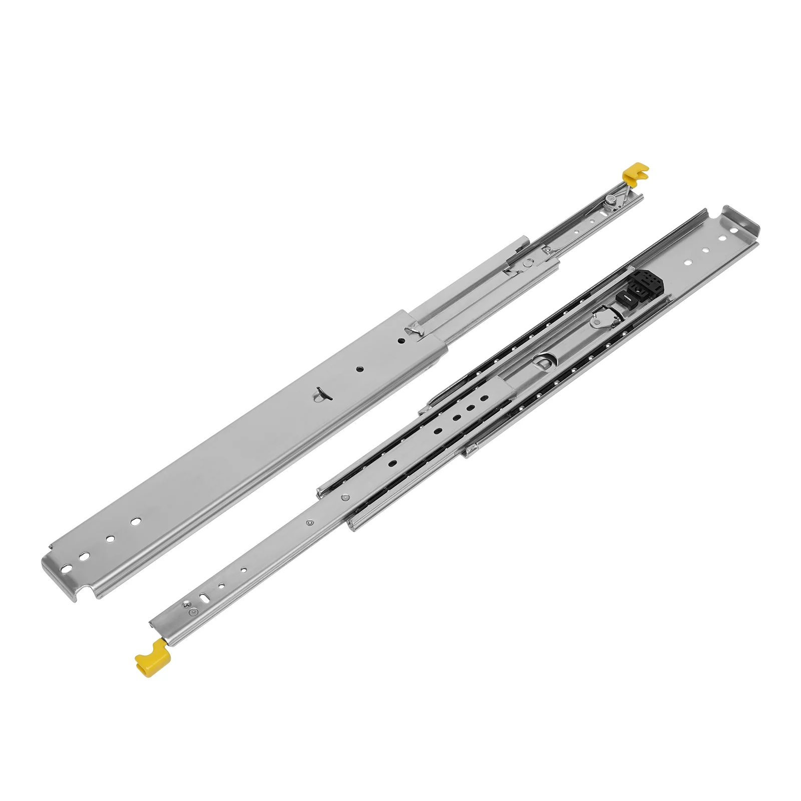 Miuameov 1 Pair Galvanized Heavy Duty Drawer Slides, 12 Inch Full Extension Ball Bearing Industrial Drawer Slides, 3 Section Drawer Tracks and Runners 500 lb Load Capacity Side Mount (With Lock)