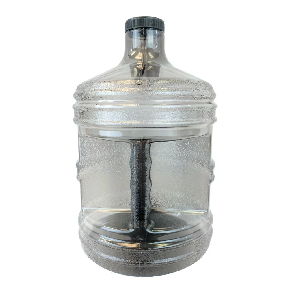 1 Gallon BPA FREE Reusable Plastic Drinking Water Big Mouth Bottle Jug Container with Holder - Black