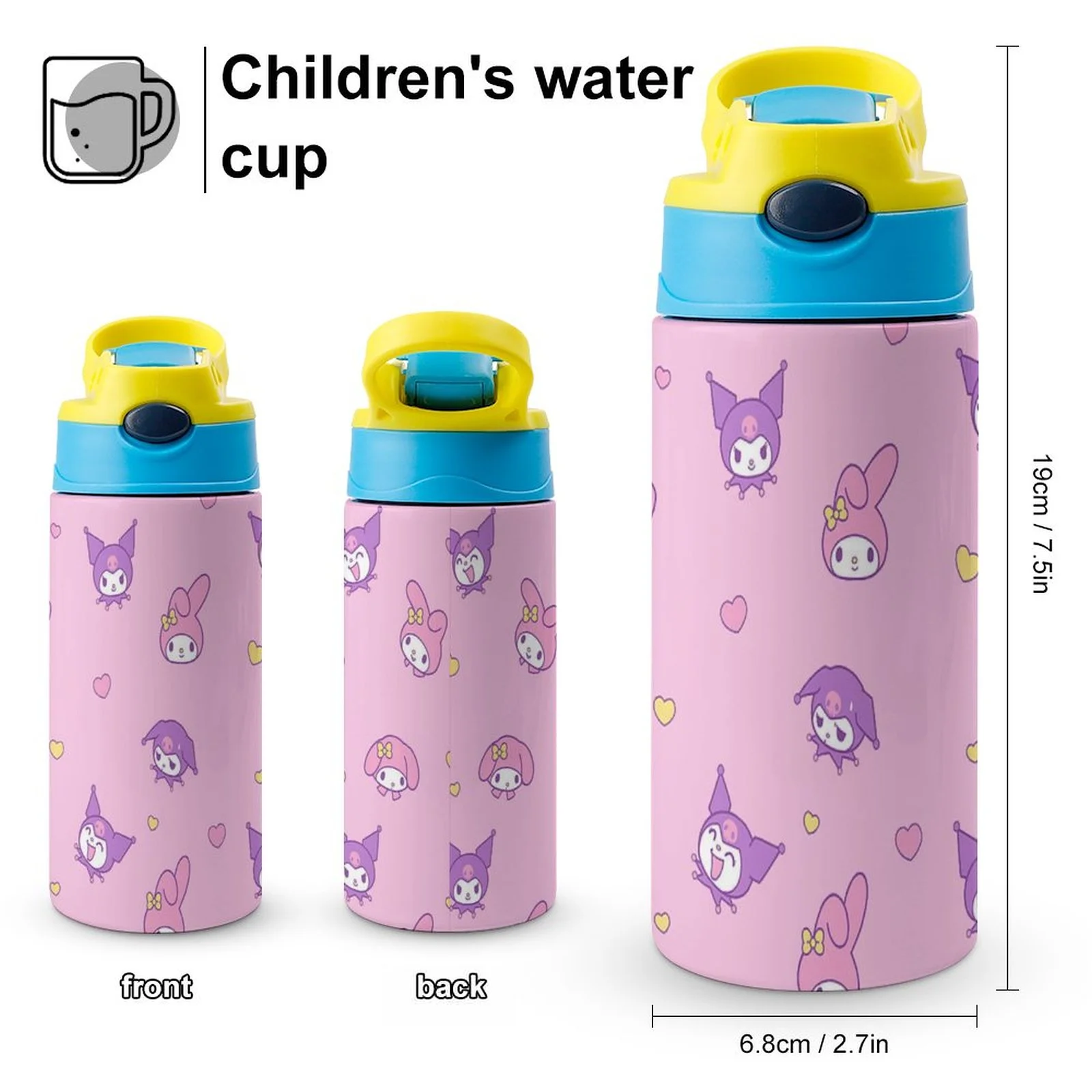 My Melody Children's Water Bottle Vacuum Insulated Stainless Steel Cup With Straw Toddler Thermoses